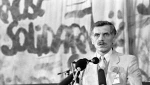 Andrzej Słowik, przywódca strajkowy i lider łódzkiej "Solidarnośći" (zdjęcie z 1990 r.)