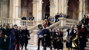 Wizyta cesarza Austro-Węgier Franciszka Józefa w gmachu Sejmu Krajowego we Lwowie. Obraz Henryka Rodakowskiego