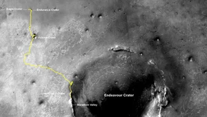 Dotychczasowa trasa łazika Opportunity na Marsie.