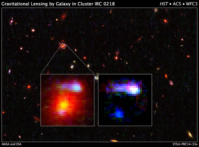 Galaktyka w gromadzie IRC 028 to najdalsza znana astronomom soczewka grawitacyjna