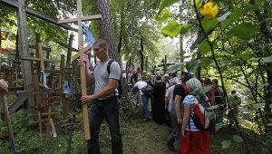 Uczestnicy pielgrzymek do prawosławnego sanktuarium na Św. Górze Grabarce 