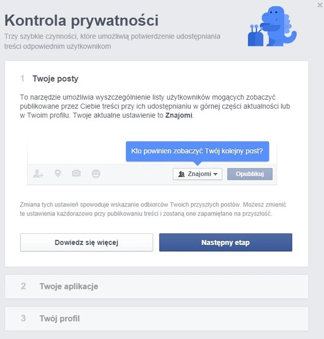 Kontrola prywatności na Facebooku.