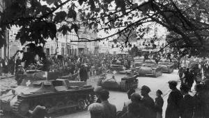 Niemieckie czołgi lekkie PzKpfw I na ulicach Lwowa,kampania wrześniowa 1939