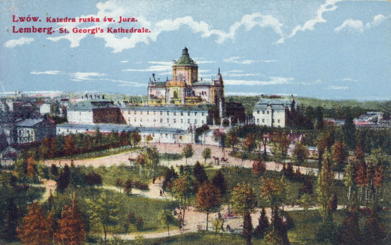 Lwów - katedra św. Jura. Reprodukcja karty pocztowej z początu XX w. Lwów - katedra św. Jura. Reprodukcja karty pocztowej z początu XX w.