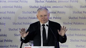 Prezes PiS Jarosław Kaczyński w Olsztynie podczas konwencji wyborczej Prawa i Sprawiedliwości