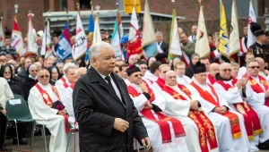 Jarosław Kaczyński podczas mszy pod przewodnictwem ks. bp. Wiesława Meringa z okazji 30. rocznicy śmierci bł. ks. Jerzego Popiełuszki