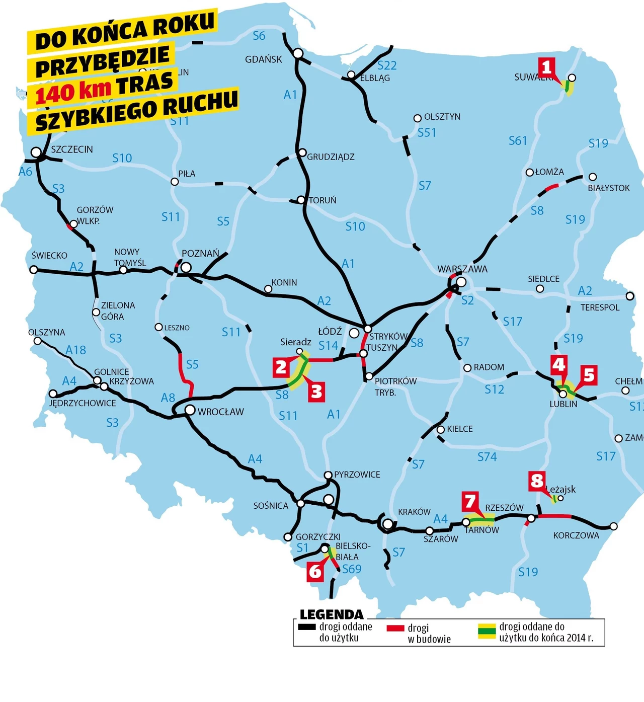 Odcinki dróg, które zostaną oddane do końca roku Odcinki dróg, które zostaną oddane do końca roku