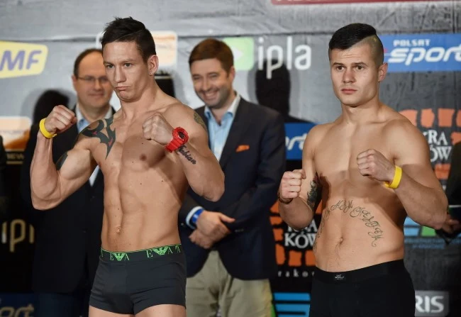 Pięściarze wagi superkoguciej Rafał Kaczor (L) i Piotr Gudel
