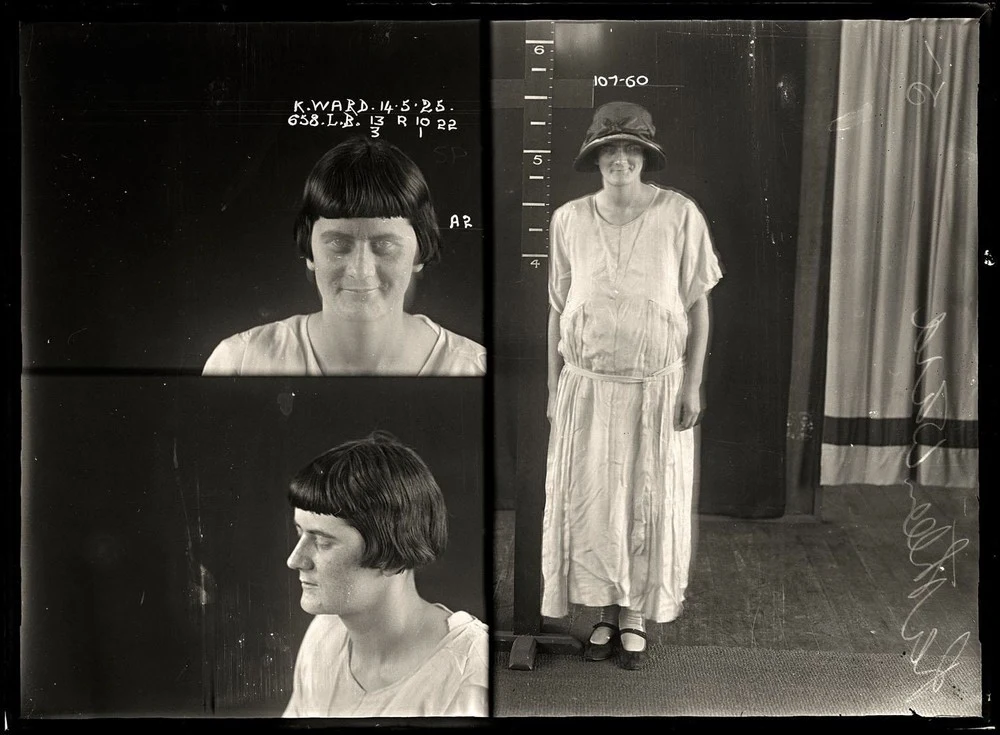 Kathleen Ward, aresztowana w latach 20-tych za awanturę w stanie upojenia alkoholowego