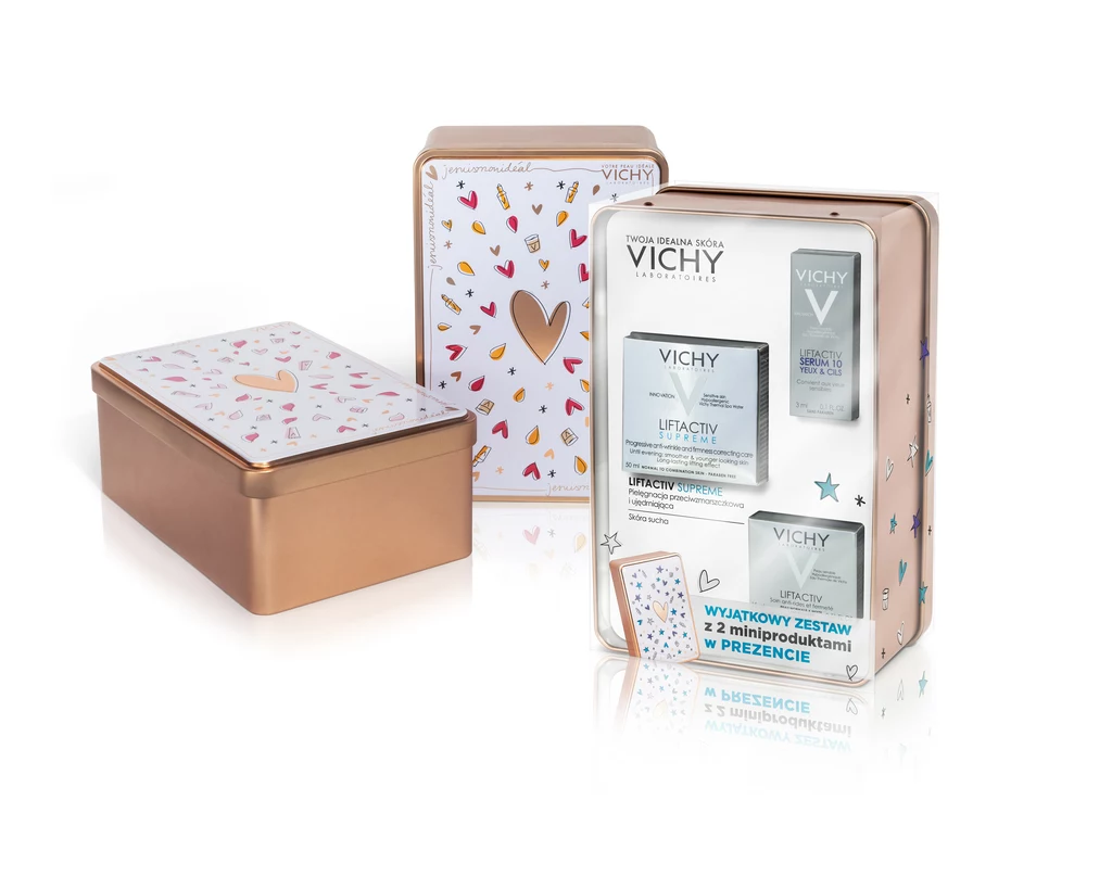 Pielęgnacja LIFTACTIV dla kobiet po 35. roku życia. Dostępne zestawy z 2 miniproduktami w PREZENCIE: Krem LIFTACTIV SUPREME na dzień do skóry normalnej i mieszanej 50 ml. Cena ok. 117 zł.; Krem LIFTACTIV SUPREME na dzień do skóry suchej 50 ml. Cena ok. 117 zł.; Krem LIFTACTIV na noc do każdego typu skóry 50 ml. Cena ok. 119 zł.; LIFTACTIV SERUM 10 do każdego typu skóry 30 ml. Cena ok. 139 zł. Pielęgnacja LIFTACTIV dla kobiet po 35. roku życia. Dostępne zestawy z 2 miniproduktami w PREZENCIE: Krem LIFTACTIV SUPREME na dzień do skóry normalnej i mieszanej 50 ml. Cena ok. 117 zł.; Krem LIFTACTIV SUPREME na dzień do skóry suchej 50 ml. Cena ok. 117 zł.; Krem LIFTACTIV na noc do każdego typu skóry 50 ml. Cena ok. 119 zł.; LIFTACTIV SERUM 10 do każdego typu skóry 30 ml. Cena ok. 139 zł.