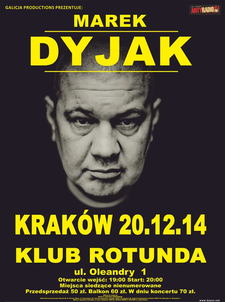 Marek Dyjak zagra koncert w Krakowie 20 grudnia