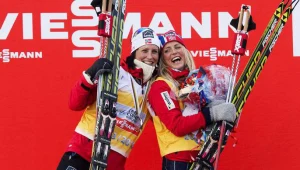 Marit Bjoergen i Therese Johaug