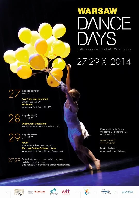 „Warsaw Dance Days. Międzynarodowy Festiwal Tańca Współczesnego” odbędzie się już po raz trzeci w dniach 27-29 listopada