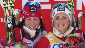 Marit Bjoergen i Therese Johaug