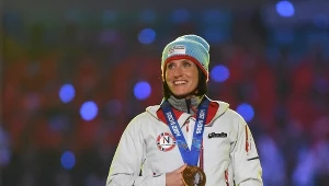 Marit Bjoergen ze złotym medalem igrzysk w Soczi