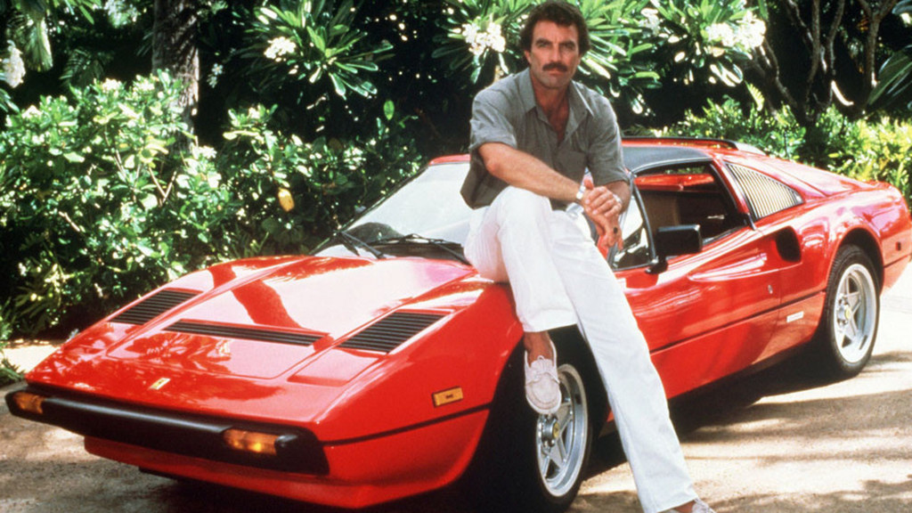 Tom Selleck jako Magnum i jego Ferrari 308