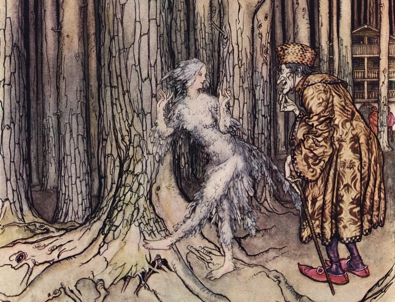 Ilustracja Arthura Rackhama do jednej z baśni braci Grimm Ilustracja Arthura Rackhama do jednej z baśni braci Grimm