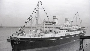 Dworzec morski w Gdyni - transatlantyk MS Józef Piłsudski, 1936