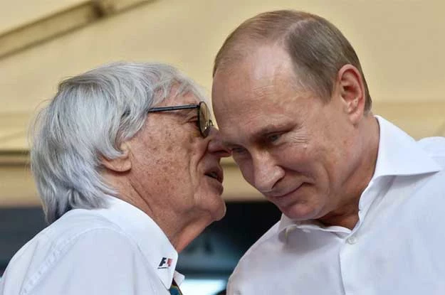 Vladimir Putin (z prawej) i  Bernie Ecclestone 