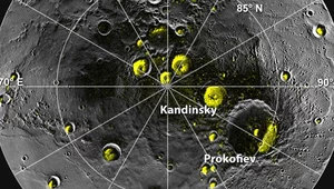 Kratery w okolicach bieguna północnego Merkurego, od których silniej odbijają się fale radiowe podczas obserwacji radarowych.