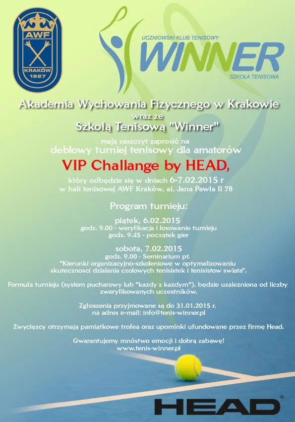 Zaproszenie na "Vip Challange by Head" Zaproszenie na "Vip Challange by Head"