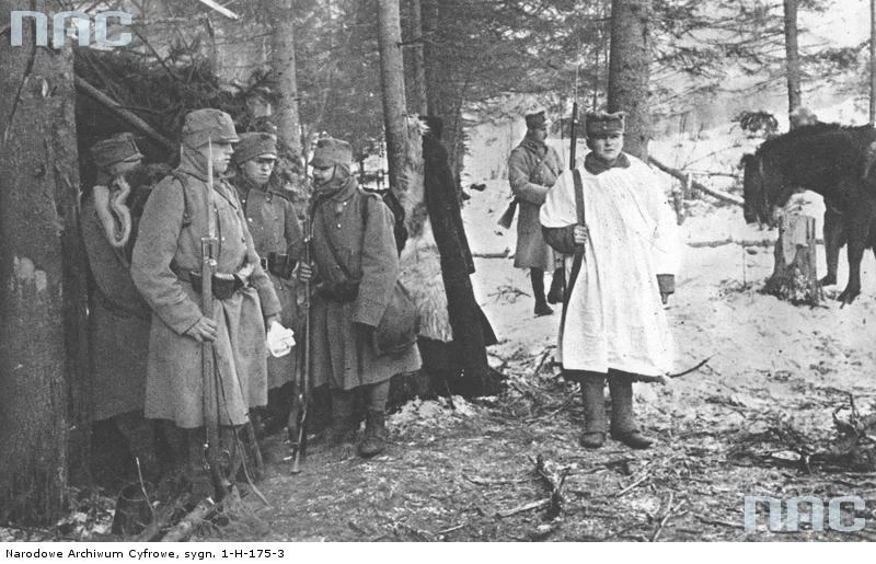 Walki II Brygady Legionów pod Rafajłową podczas działań na froncie wschodnim - zmiana warty, 1914