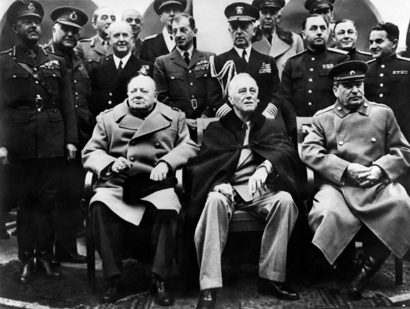 Premier Wielkiej Brytanii Winston Churchill, prezydent USA Franklin D. Roosevelt i przywódca ZSRR Józef Stalin 