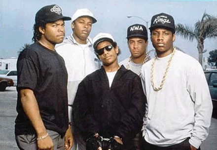 Od lewej: Ice Cube, Dr. Dre, Eazy-E, DJ Yella i MC Ren, czyli N.W.A.