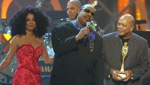 Diana Ross, Stevie Wonder i producent "Thrillera" Quincy Jones - fot. Kevin Winter