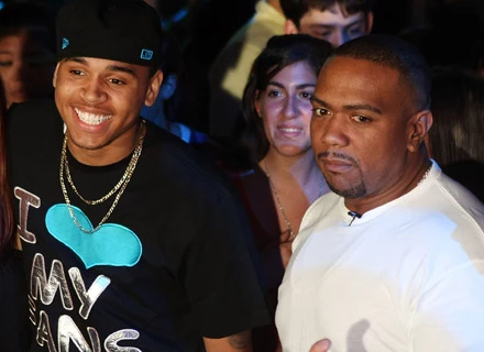 Chris Brown i Timbaland w 2007 roku - fot. Scott Gries