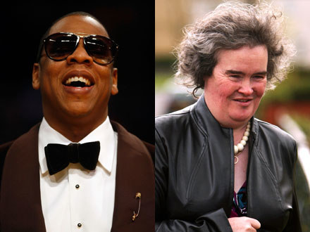 Jay-Z (fot. Jeff Gross) i Susan Boyle (fot. Jeff J Mitchell)