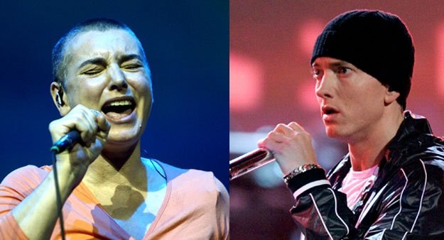 Sinead O'Connor (fot. Kristian Dowling) i Eminem (fot. Kevin Winter)