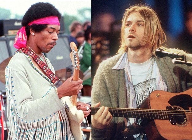 Sławni leworęczni: Jimi Hendrix i Kurt Cobain - fot. arch. AFP / Frank Micelotta / Getty Images