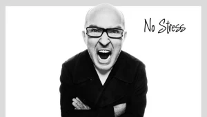 Andrzej Krzywy na okładce płyty "No Stress" De Mono