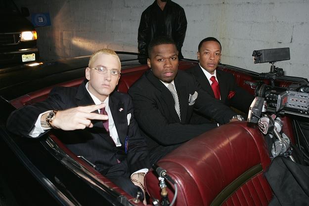 Eminem, 50 Cent i Dr Dre fot. Frank Micelotta