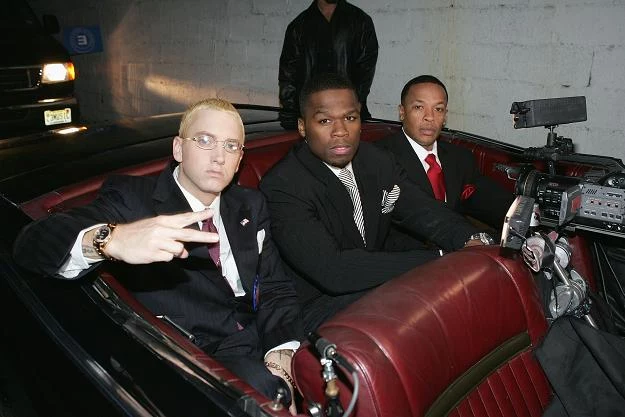 Eminem, 50 Cent i Dr Dre fot. Frank Micelotta