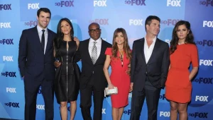 Jurorzy "The X Factor" i Cheryl Cole (z prawej) fot. Dimitrios Kambouris