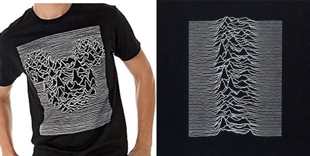 Po lewej koszulka Disneya, po prawej okładka "Unknown Pleasures"