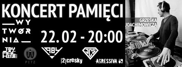 Plakat zapowiadający koncert pamięci Grześka Joachimowicza