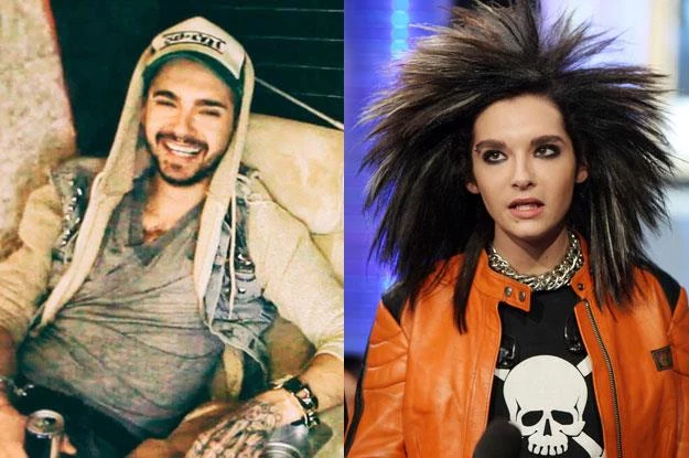 Wskaż różnice: Bill Kaulitz dziś (fot. materiały prasowe) i kiedyś (fot Scott Gries/Getty Images)