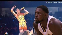 Lance Stephenson stał się gwiazdą sieci, kiedy to dmuchnął w ucho LeBronowi Jamesowi.  Po Super Bowl, internauci znaleźli mu inne zajęcie - gaszenie Katy Perry (fot. Twitter)