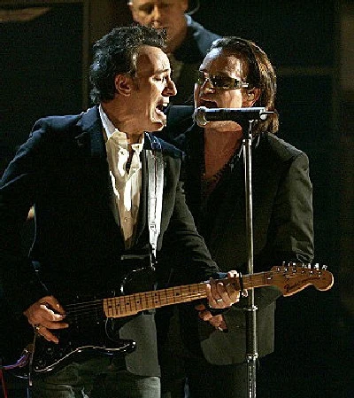 Bruce Springsteen i Bono (U2), fot. AFP