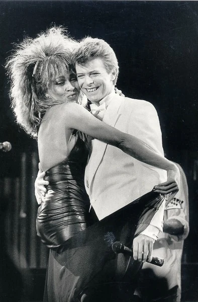 Z Davidem Bowie w 1985 roku - fot. Dave Hogan