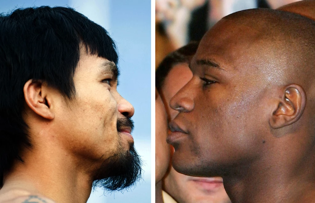 Manny Pacquiao (z lewej) i Floyd Mayweather junior Manny Pacquiao (z lewej) i Floyd Mayweather junior