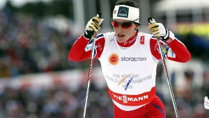 Marit Bjoergen podczas sobotniej rywalizacji w biegu łączonym