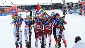 Od lewej: Szwedki Ida Ingemarsdotter i Stina Nilsson, Norweżki Ingvild Flugstad Oestberg i Maiken Caspersen Falla, Polki Justyna Kowalczyk i Sylwia Jaśkowiec