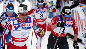 Justyna Kowalczyk obok Marit Bjoergen