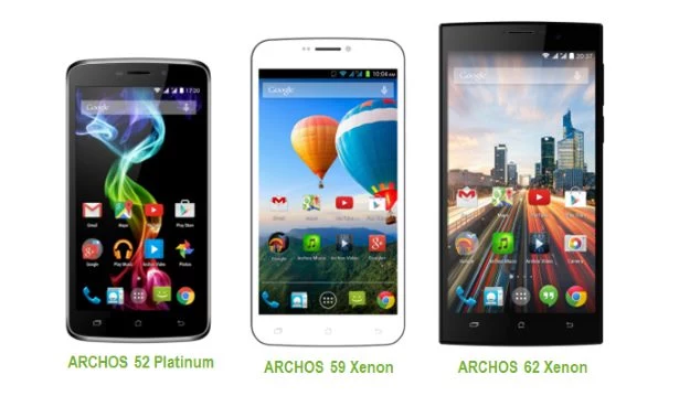 ARCHOS 52 Platinum, ARCHOS 59 Xenon oraz ARCHOS 62 Xenon