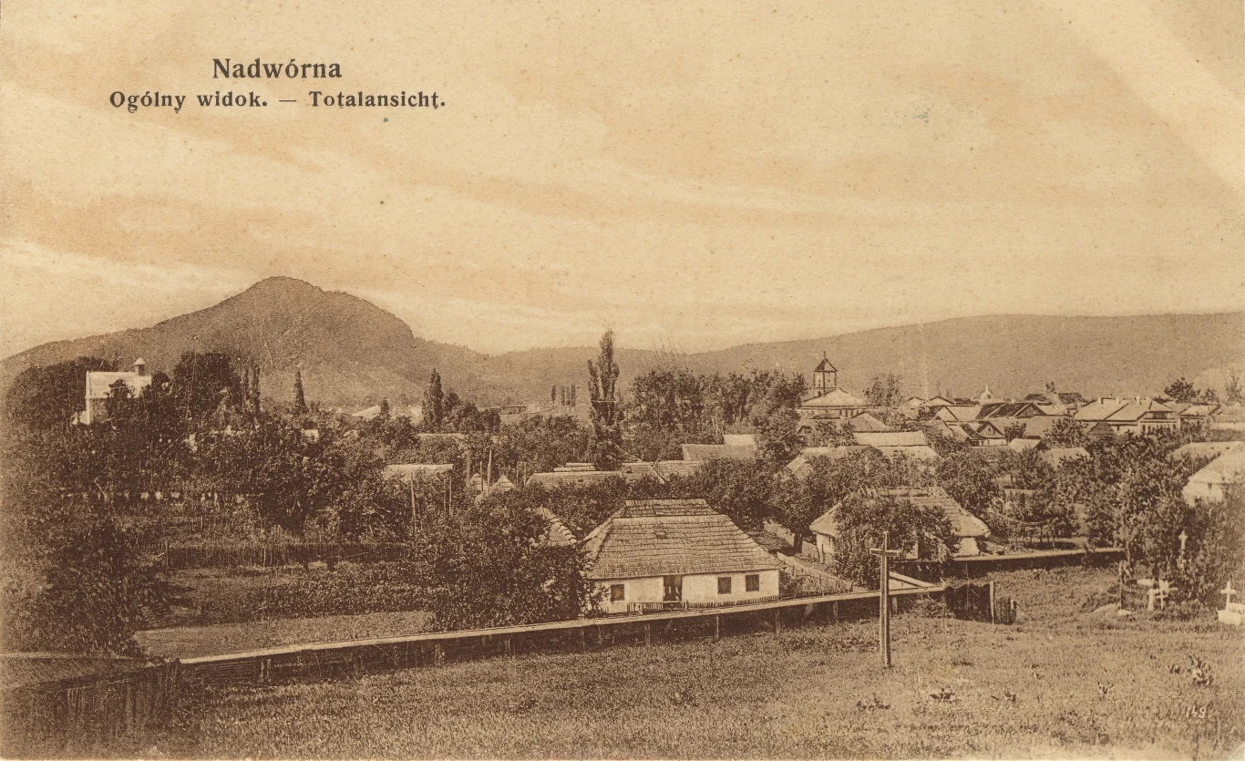 Nadwórna, 1920 r. Widok ogólny. Stara pocztówka