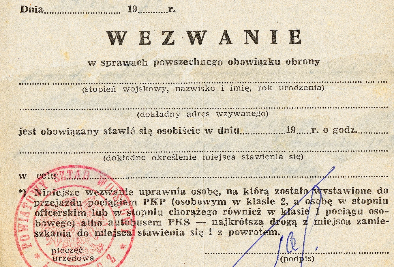 Wezwanie do wojska, 1970 